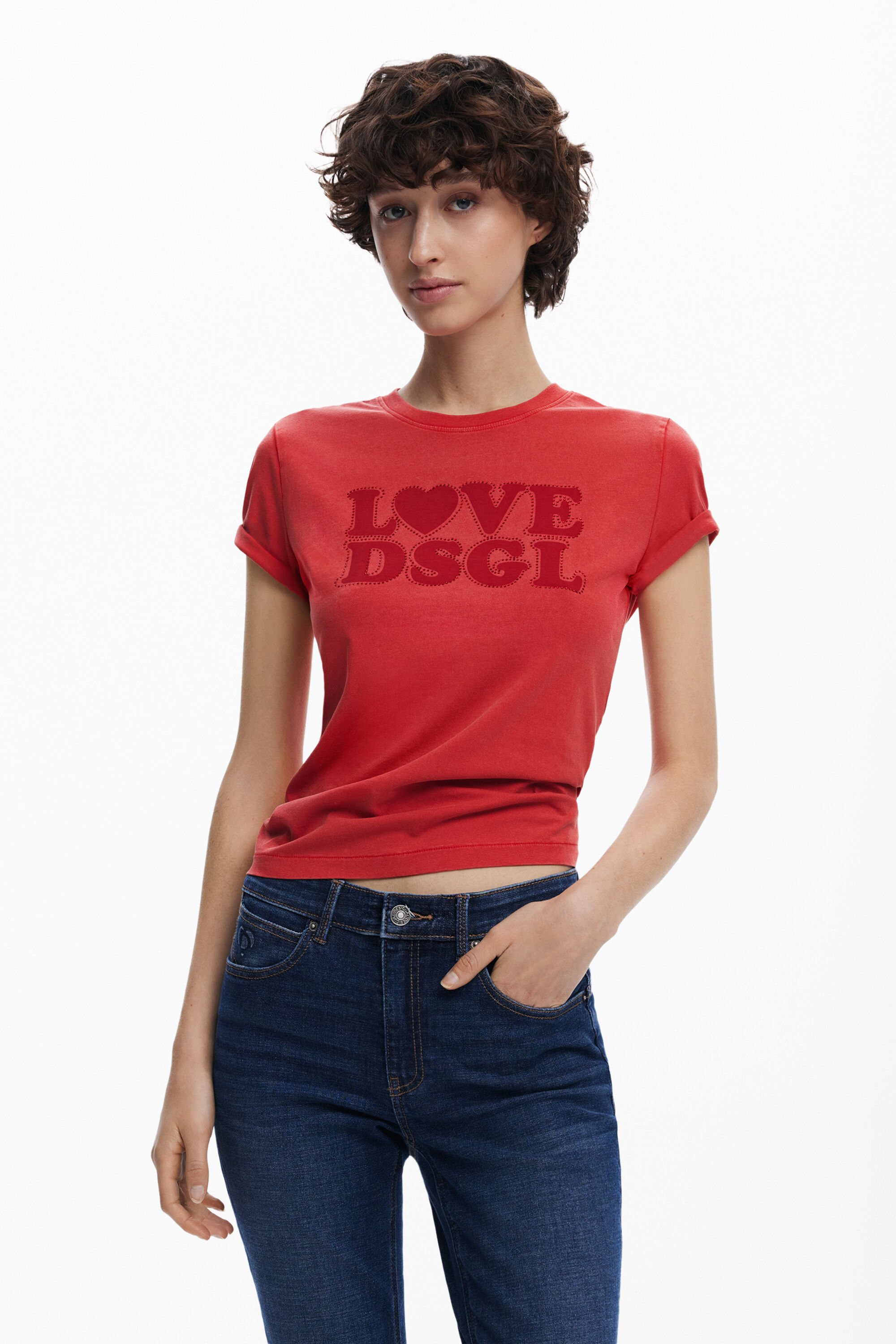 Desigual Effen T-shirt met tekst - RED