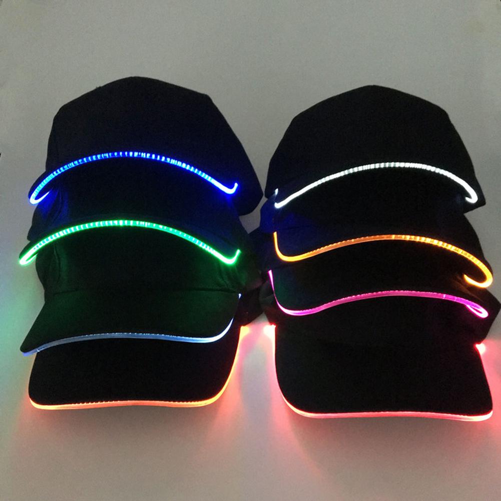 Western Cool Men Mode unisex effen kleur LED lichtgevende honkbalhoed kerstfeest pet Hat & Light blauw/zwart