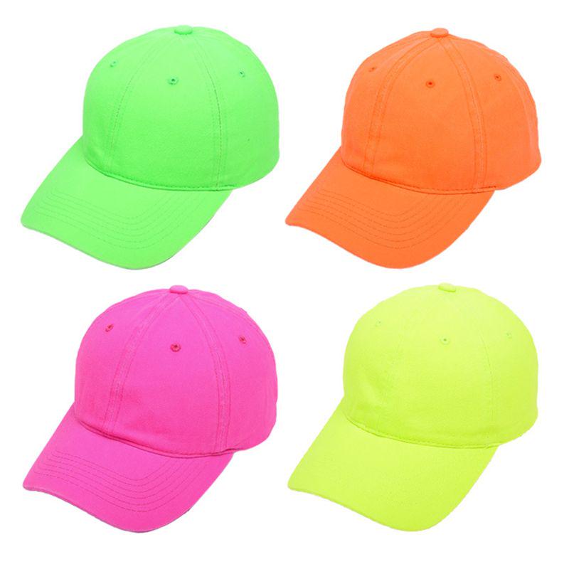 MY HOT HAT Nieuwe unisex fluorescerende neon-baseballpet, heldere effen kleur zonnebrandcrème voor buiten geel