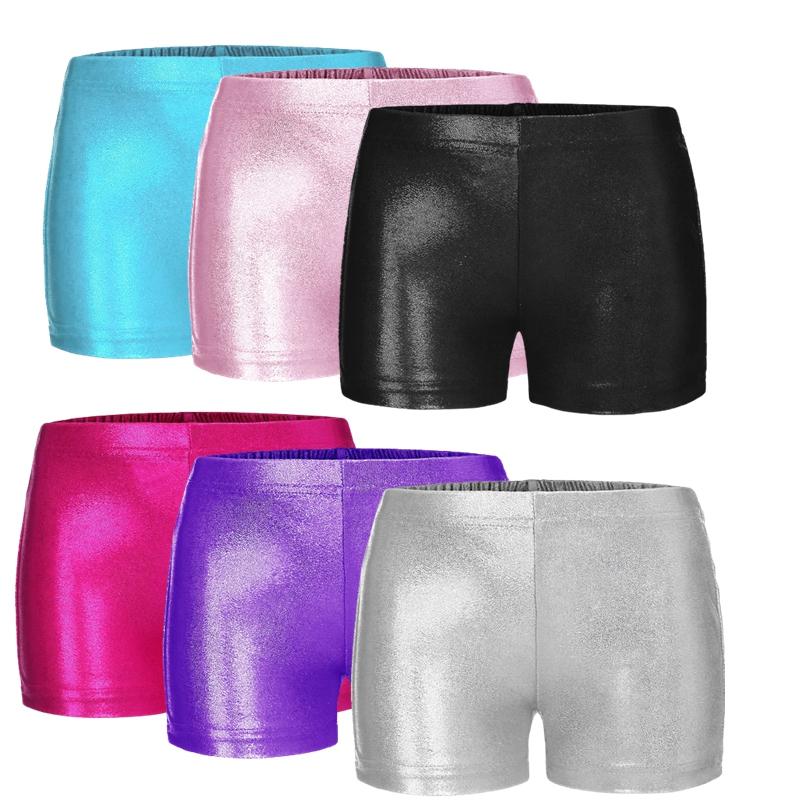 Aislor Kinderen meisjes Sparkle metallic boxershorts elastische taille atletische yogashorts buitbodems ondergoed 3-4 Years zwart