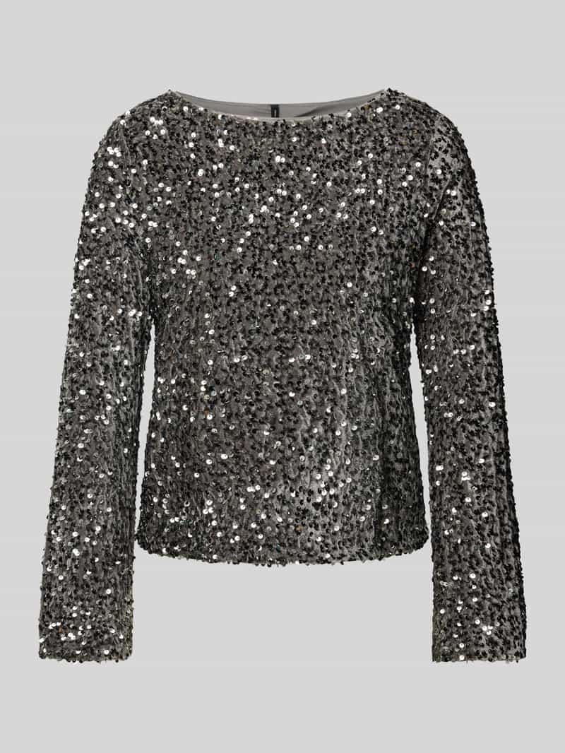 Vero Moda Loose fit shirt met lange mouwen en boothals en pailletten, model 'BELLA'