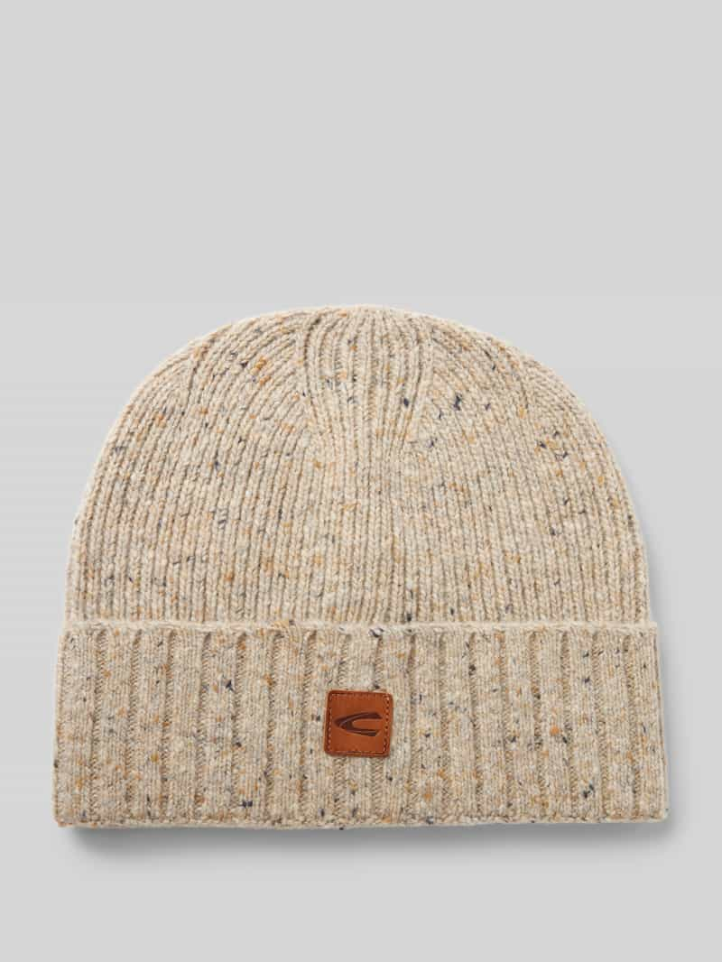 Camel active Beanie van wolmix met labelpatch