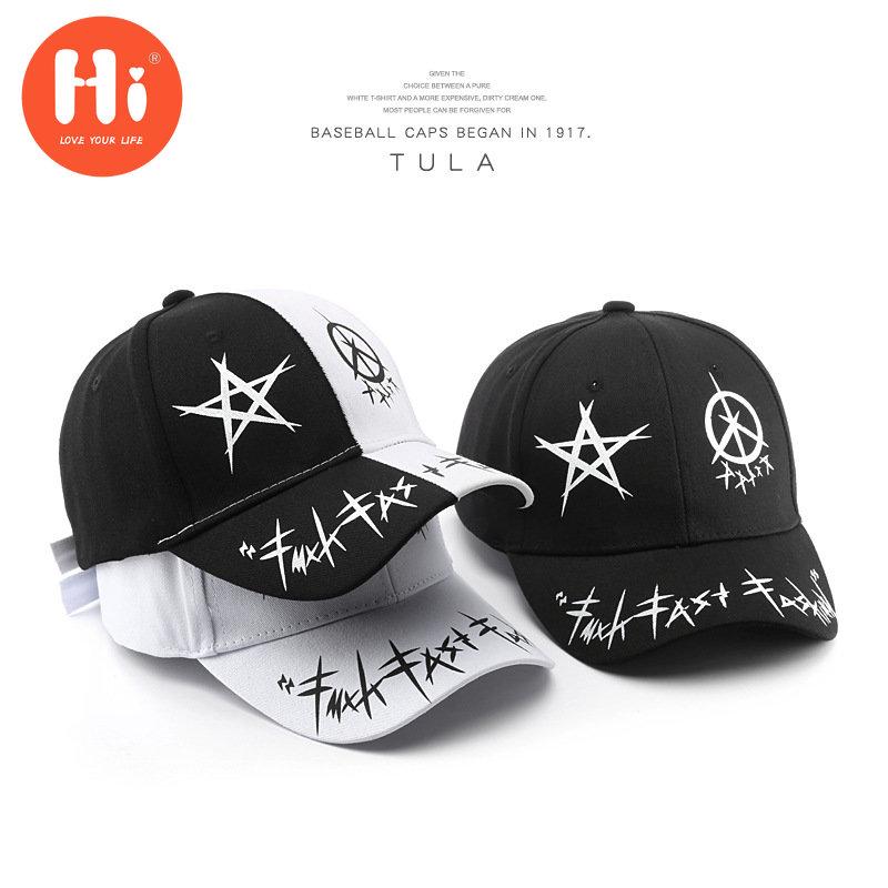 Hi Cap Mode Borduren Baseball Cap Zomer Outdoor Verstelbare Hip Hop Hoeden Bone Snapback Hoed zwart