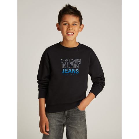 Calvin Klein Sweatshirt GRADIENT FLOCK LOGO CN voor kinderen tot 16 jaar met logo-opdruk