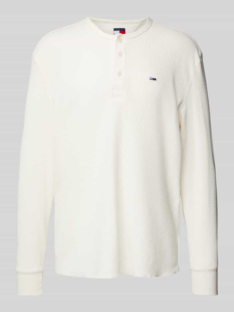 Tommy Jeans Regular fit shirt met lange mouwen en logostitching, model 'HENLEY'