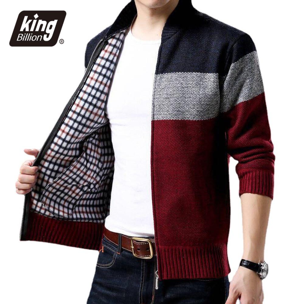 King Billion Lente Winter Nieuwe Heren Vest Single-Breasted Mode Gebreide Plus Size Trui Stiksels Colorblock Opstaande Kraag Jassen Jassen M donkergrijze kleur