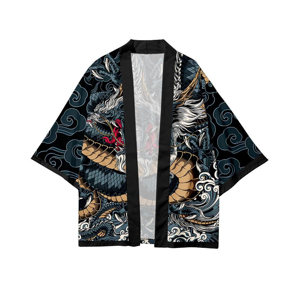 SpeakHero Vest Heren Japanse Obi Mannelijke Yukata Heren Haori Japanse Golf Karper Print Jas Traditionele Japanse Kleding S