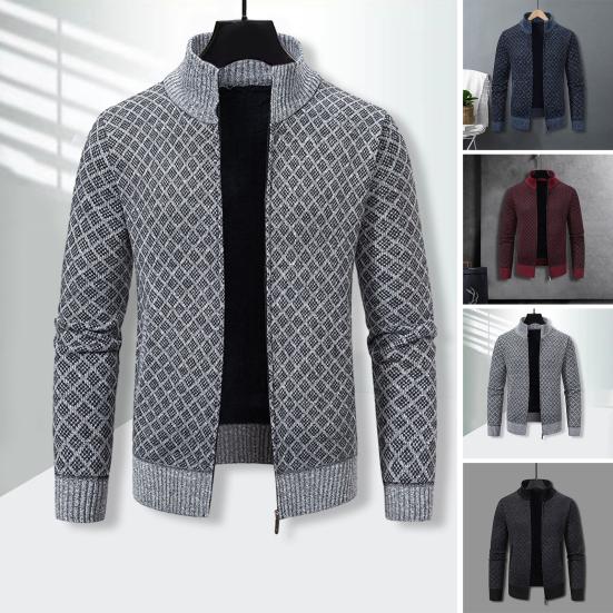 Tianhangyuan Heren herfst winter vest trui gebreide opstaande kraag nekbescherming kleur bijpassende ritssluiting dikke zachte warme heren jas met lange mouwen 3XL blauw