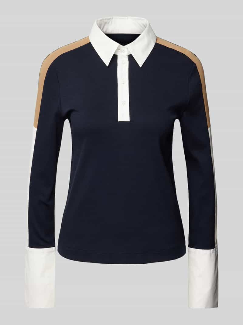 Marc Cain Shirt met lange mouwen en platte kraag, model 'SPORTS'