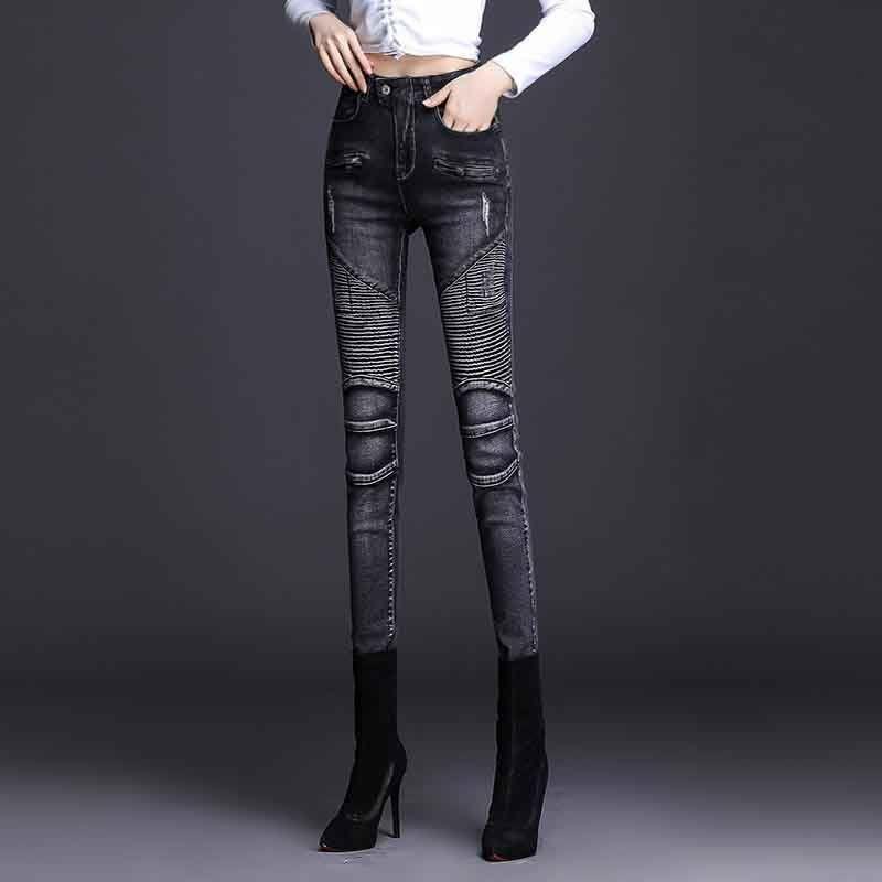 Yukiesue 2022 Womens Fashion Hoge Taille Esthetische Vrouwen Skinny Slanke Jeans Vrouw Denim Capri Potlood Broek Jean Moeder Jeans Broek S zwart