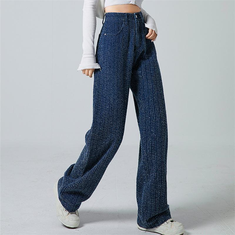 Yukiesue Lente 2022 Womens Fashion Hoge Taille Y2k Vrouwen Wijde Pijpen Jeans Baggy Vrouw Denim Volledige Lengte Broek Jean Moeder jeans Broek XS blauw