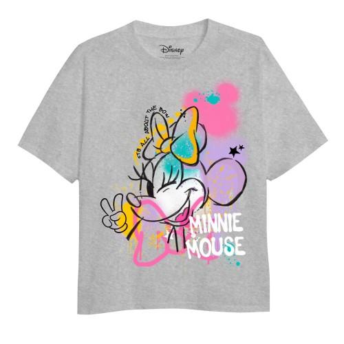 Disney meisjes Minnie Mouse Spray stencil T-shirt 9-10 Years grijs