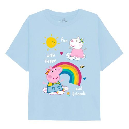 Peppa Pig Girls Rainbows & Friends T-shirt met lange mouwen 5-6 Years lichtblauwe kleur