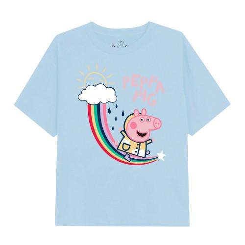 Peppa Pig meisjes T-shirt met regenboogslip 5-6 Years lichtblauwe kleur