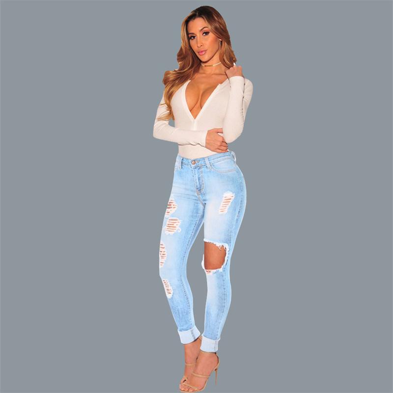 Yukiesue Lente 2022 Womens Fashion Hoge Taille Y2k Vrouwen Gescheurde Slanke Jeans Magere Vrouw Denim Capri Broek Jean Mom Jeans broek S blauw