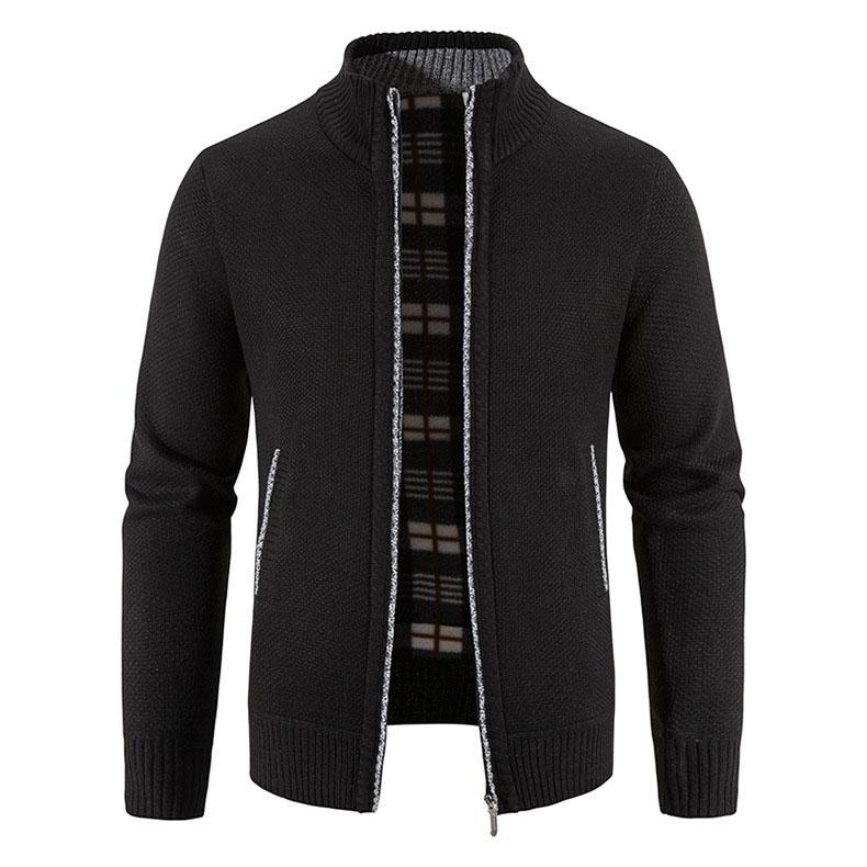 Bengxin Clothing Herfst en winter heren plus fluwelen dikke opstaande kraag vest trui warme trui jas rits vest heren trend L donkergrijze kleur