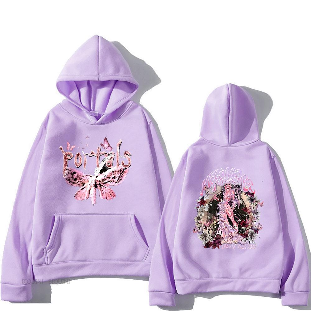 Trendy discount Melanie Martinez Portals Tour Hoodies Heren Dubbelzijdige bedrukking Sweatshirts Grafische tops Vintage fleece truien Lichte stretch XS