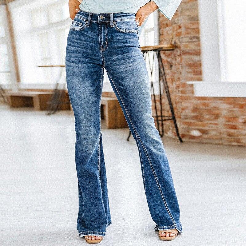 Best do it Office Lady Blue Hoge Taille Denim Jeans Voor Vrouwen Lente Sexy Solid Skinny Flare Broek Mode Vrouwelijke Jeans Mujer 25663 S orionkleur