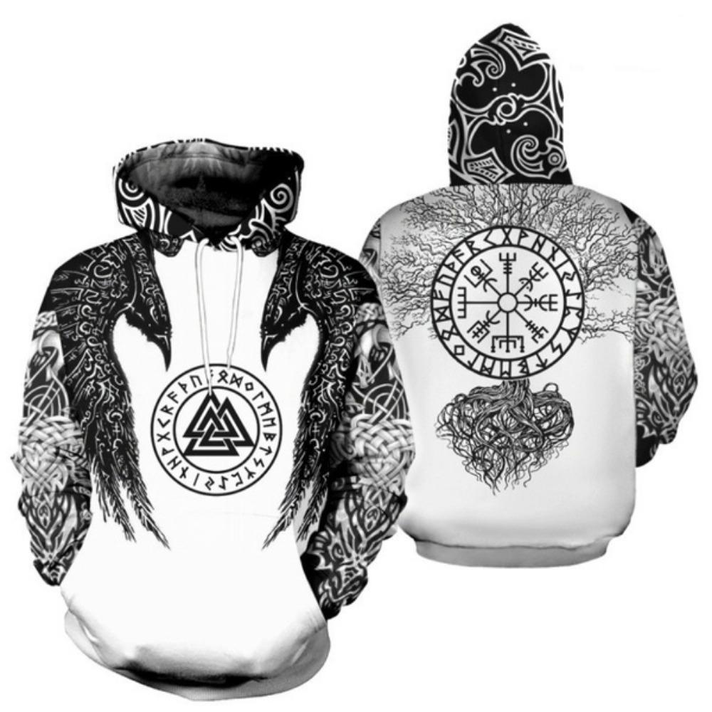 ETST 009 2020 Nieuwe Mode Heren Hoodies Viking Tattoo 3D Geprinte Grappige Sweatshirt Heren Dames Hip Hop Jas S