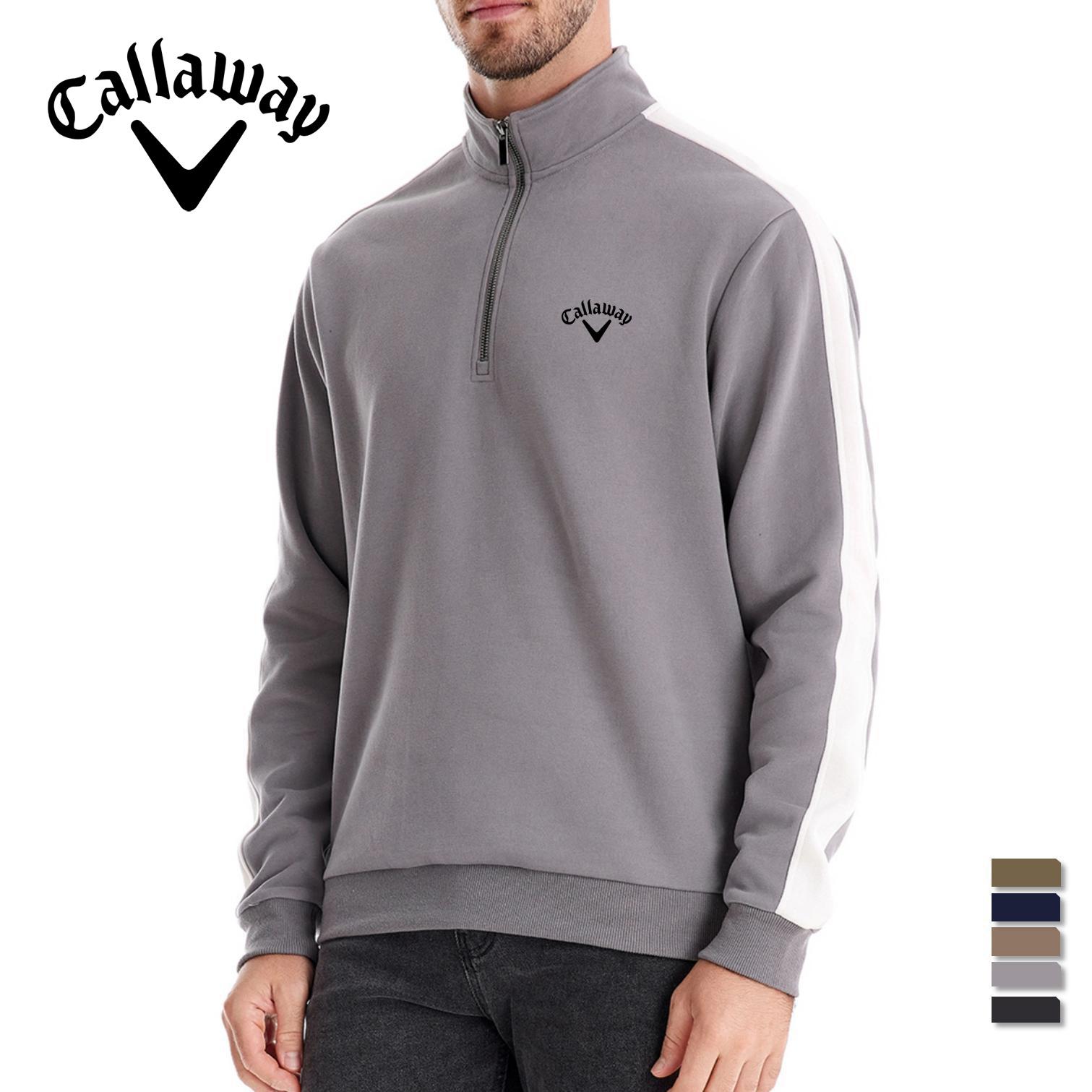 Callaway 2024 Herfst Geborduurd Nieuw Lange Mouw Opstaande Kraag Hoodie Splicing Heren Sport Hoodie Casual Jas S