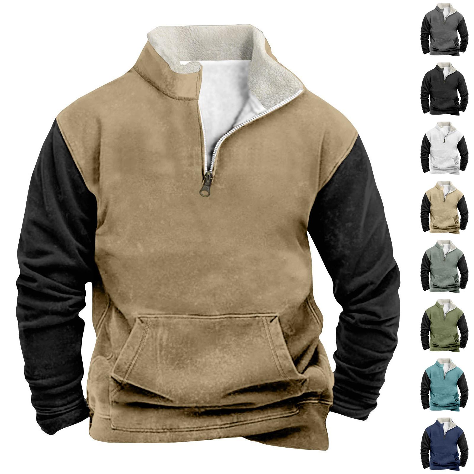 Ren Bag Lente en herfst herensweatshirt met staande kraag is outdoor casual truien tops L zwart