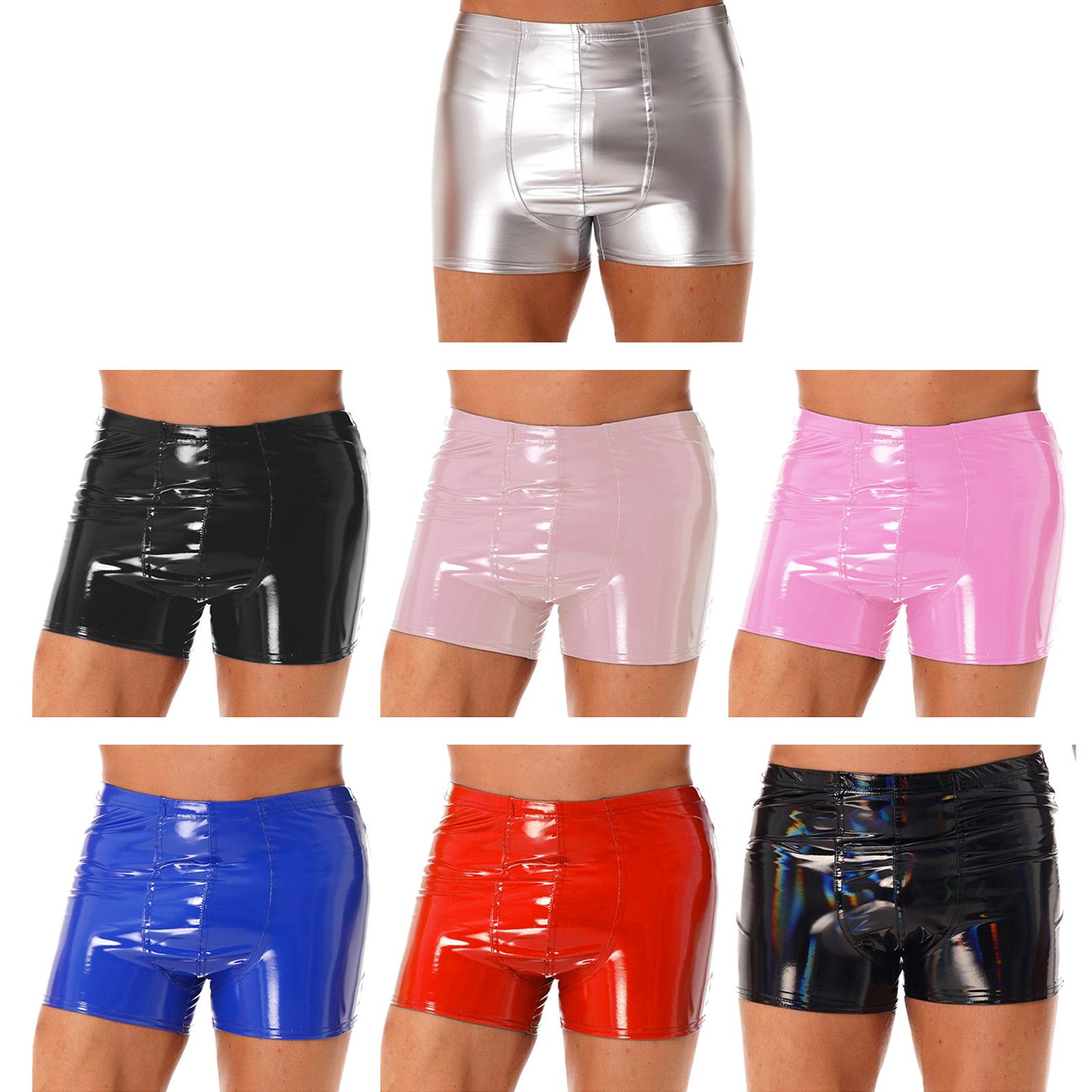 MR91EY Heren Badmode Bikini Zwemkorte Shorts Lakleer Boxer Trunks Badpakken 4XL zwart