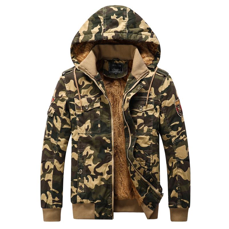 Global NB Casual herenjack Camo-print katoenen jack met lange mouwen en capuchon