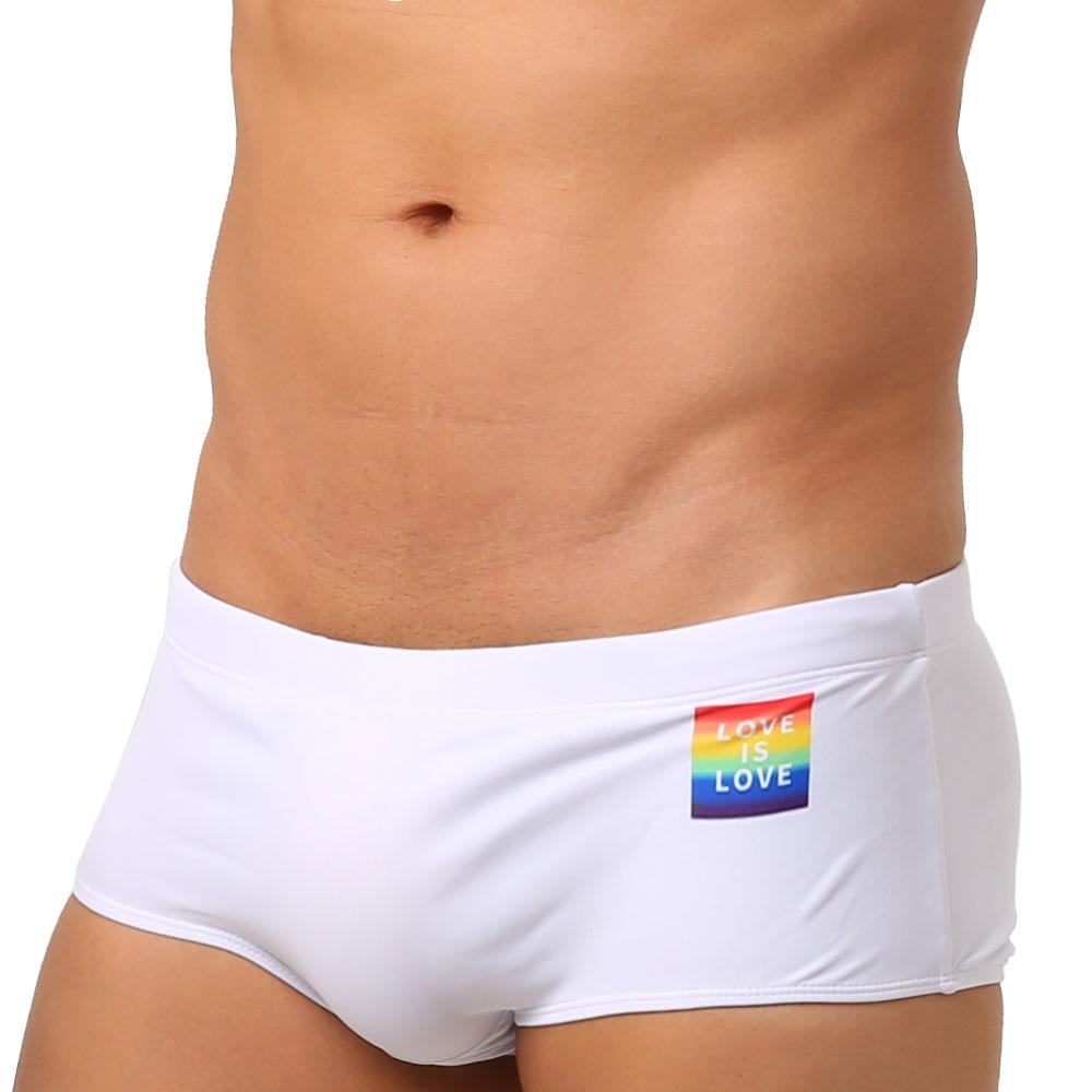 UXH Fashion Heren zwembroek print sexy LGBT Love is Love badmode strand kort surfen M zwart