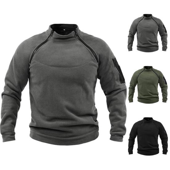 Global Glamour Emporium Mannen Sweatshirt Warme Ritsen Losse Zachte Ademende Trui Lange Mouw Winddicht Opstaande Kraag Herfst Tops Dagelijkse Kleding XL groen