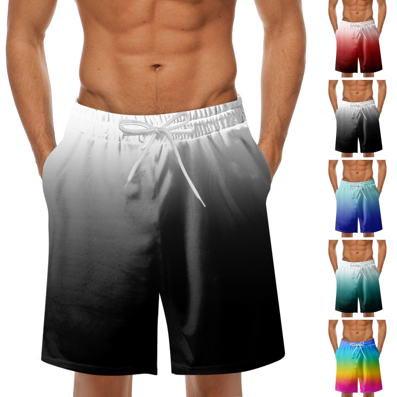 Lovelife0814 Herenmode bedrukte Hawaiiaanse strandfit sport casual shorts broek M blauw