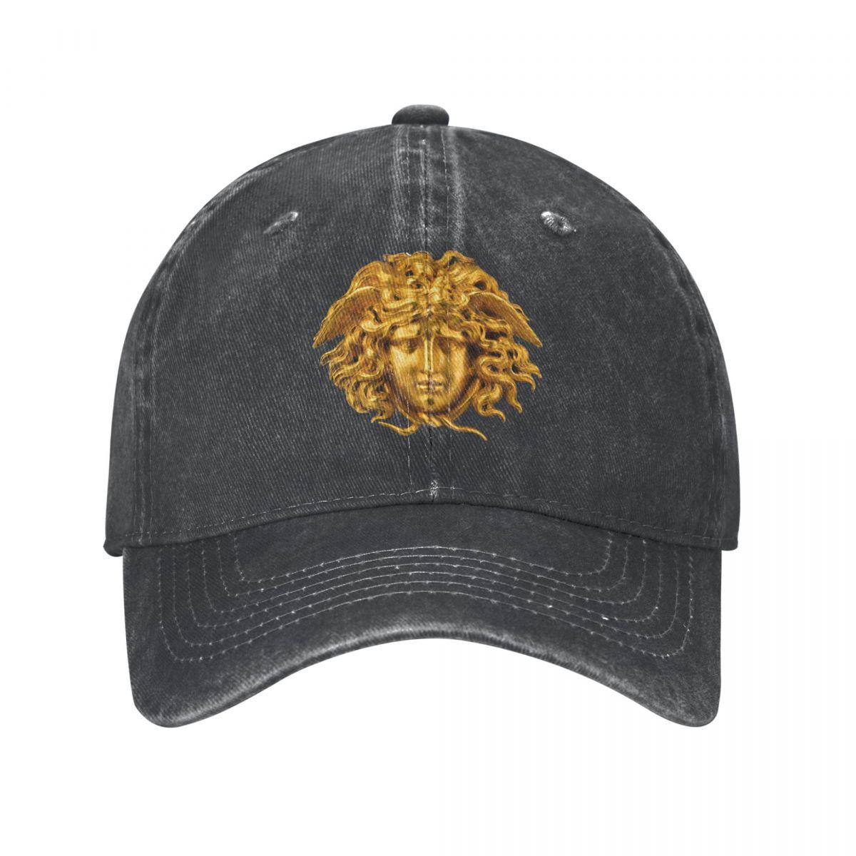 91421224MABN1UXM5T Vintage gewassen denim elegante en chique Franse gouden haren paardenstaart Baseball Cap papa zonnehoed mythologische Griekse Medusa Cap hoeden One Size