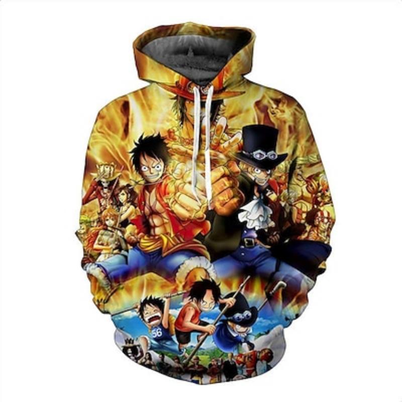 Bobby4 Eén stuk film: Rode Aap D. Luffy Hoodie Cartoon Manga Anime 3D Voorzak Grafisch Voor Koppels Mannen Vrouwen Volwassenen 3D Print S