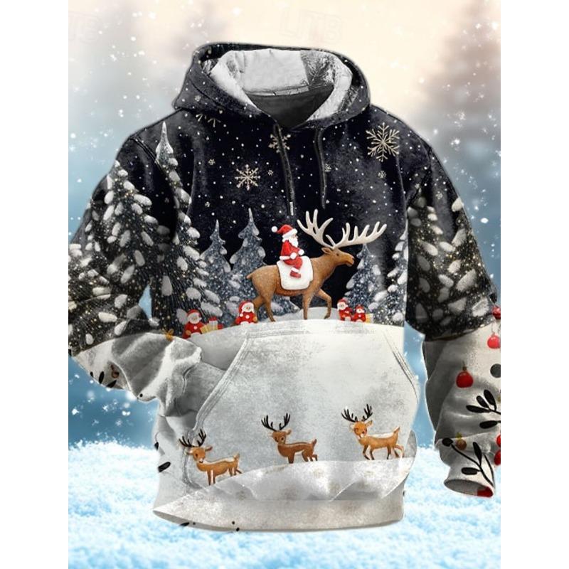 ETST 006 Kerstman Herenmode 3D Print Hoodie Vakantie Streetwear Kerst Hoodies Capuchon Voorzak Designer Hoodie Sweatshirt S