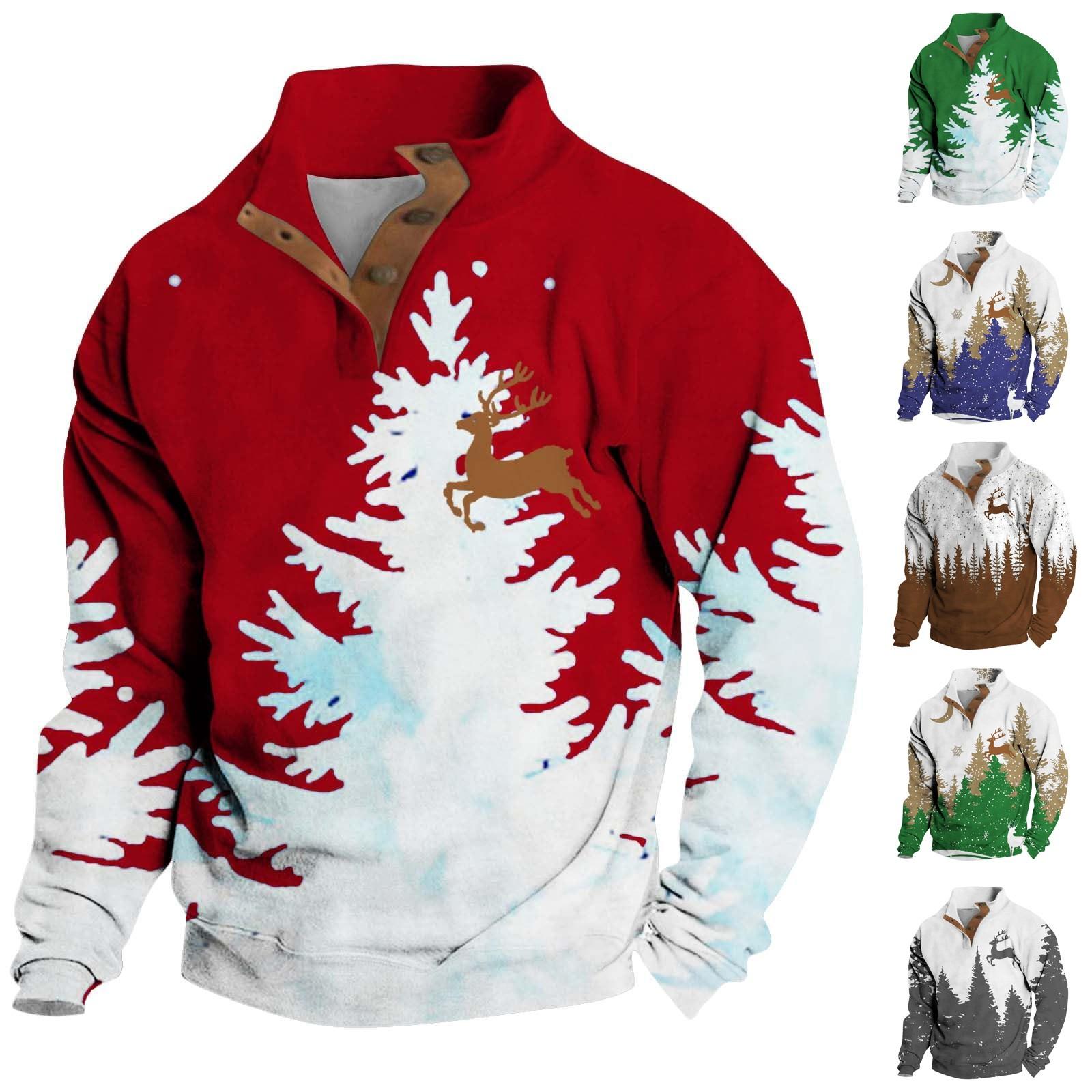 Hong Decor Lente en herfst herensweatshirt met staande kraag is outdoor casual truien tops M rood