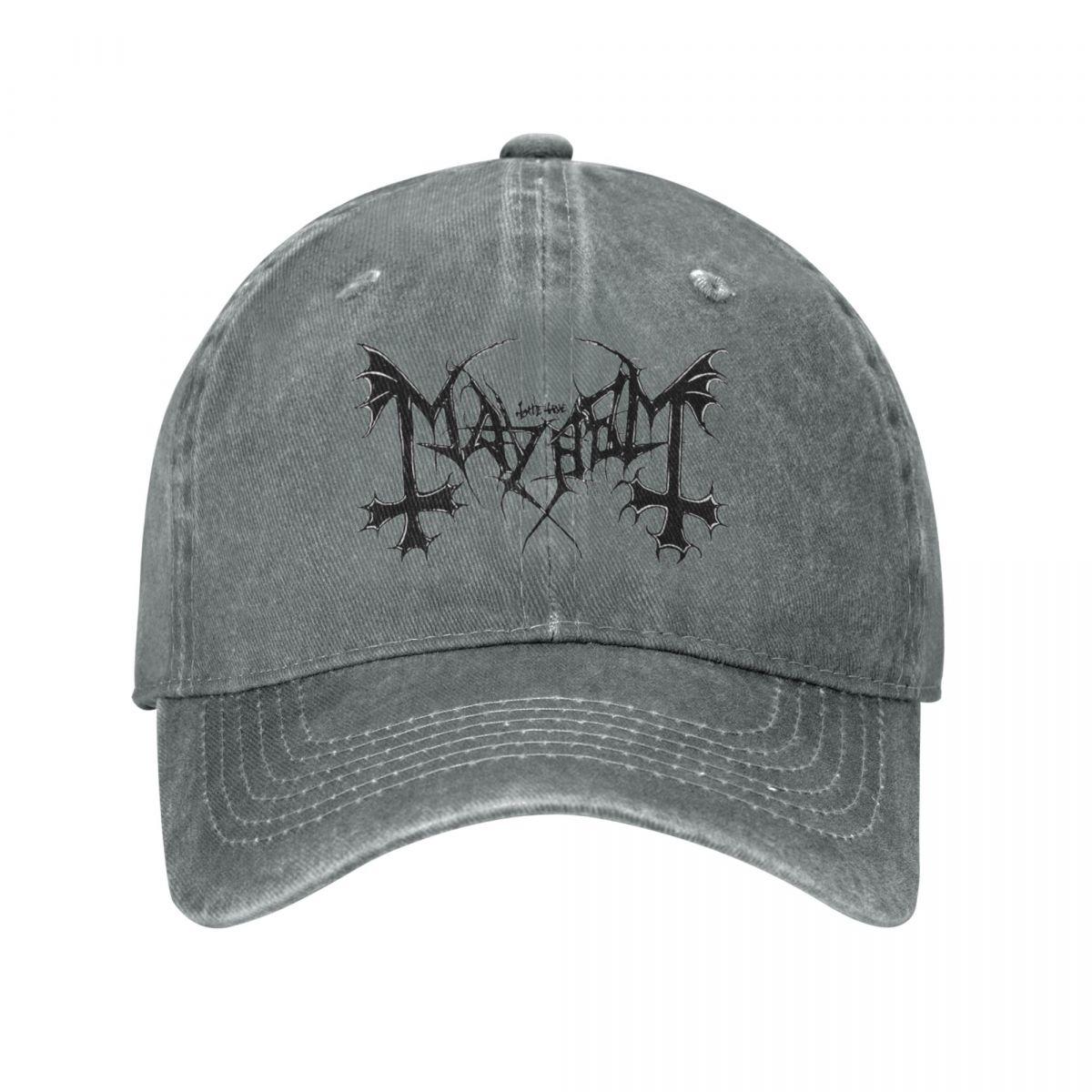 91421224MABLK3A4XG Mayhem Heavy Death Metal Rock Baseball Caps Vintage Verontruste Katoenen Hoofddeksels Unisex Stijl Outdoor Activiteiten Caps Hoed One Size