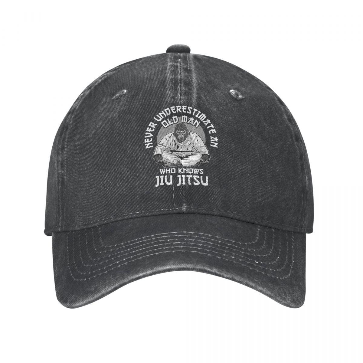 91421224MABLK3A4XG Vintage gewassen Jiu Jitsu Monkey BJJ Baseball Cap voor jongen meisje Cowboy hoeden verstelbare Pet One Size