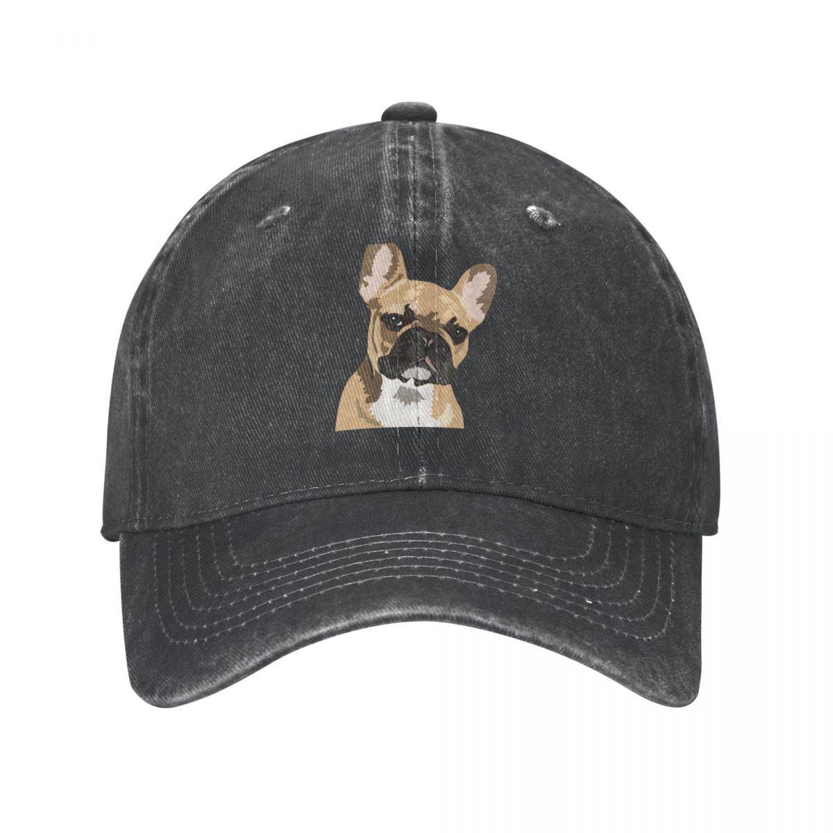 91421224MABLK3A4XG Pop Art Fawn Franse Bulldog Mannen Vrouwen Baseball Caps Hond Verontruste Denim Caps Hoed Vintage Golf Ongestructureerde Zachte Hoofddeksels One Size