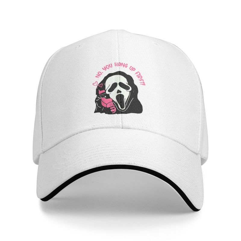 91421224MABLK3A4XG Klassieke Ghost Calling No You Hang Up First Halloween Baseball Cap Dames Heren Verstelbare Halloween Movie Scream Dad Hat Outdoor Baseball Cap