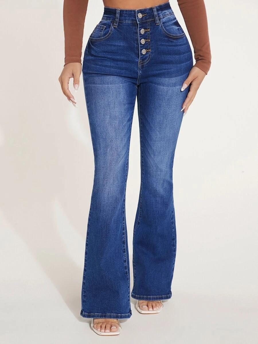 Omena Stretch Slim Flare-jeans voor dames S blauw