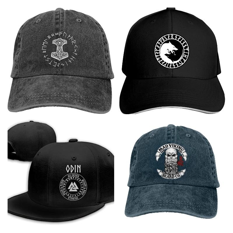 91460000MAC14ECE0X Vikingen Mjolnir en Rune Wheel Noorse mythologie symbool honkbal papa cap hip hop cap verstelbare klassieke sport voor mannen vrouwen hoed One Size