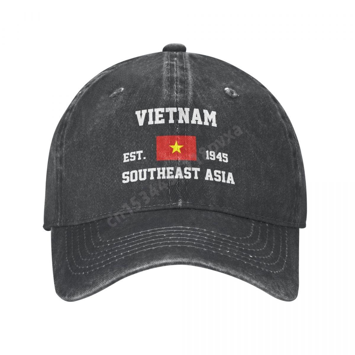 91530103MABXANBX49 Unisex volwassen Vietnam Vietnamese vlag houtskool gewassen denim baseball cap unisex klassieke vintage katoen papa trucker hoed One Size