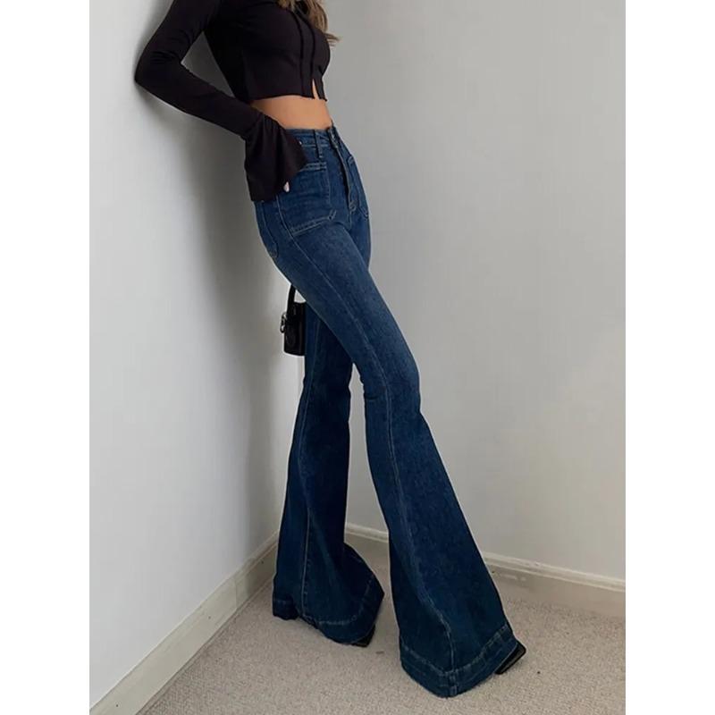 Black Strawberry Cloth Vrouwen Jeans met Flare Pant Lichte Bootcut Bell Bottom Denim Broek y2k hoge taille 2023 lange broek elegante kleding blauwe jean XS blauw