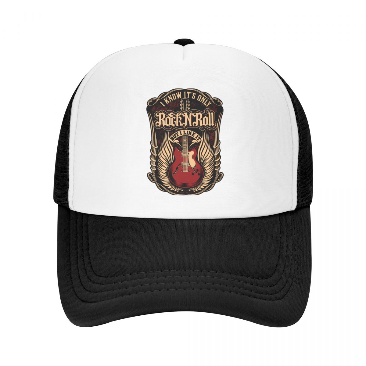 91460000MAC0FHAR19 Het is alleen rock-'n-roll-baseballpet, ademende heavy metal-gitaarmuziek, truckerhoed, streetwear snapback-caps, zomerhoeden Trucker Hat