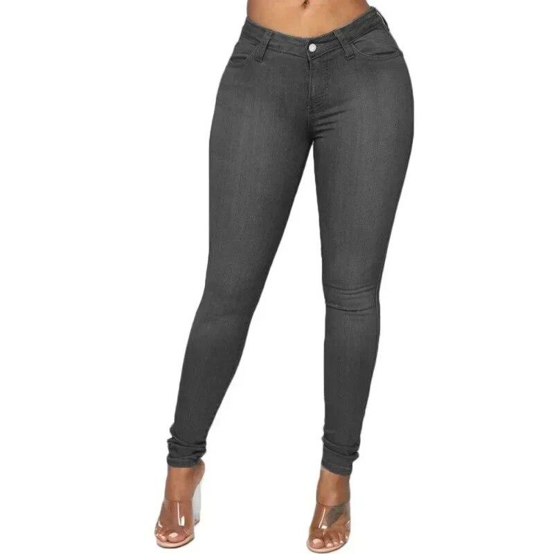 Best do it Sexy Hoge taille Potlood Broek Kantoor-dame Broek Mode Denim Jeans Casual Slanke Dames Jeans Streetwear Vrouwen Pantalon 30206 XS grijze kleur