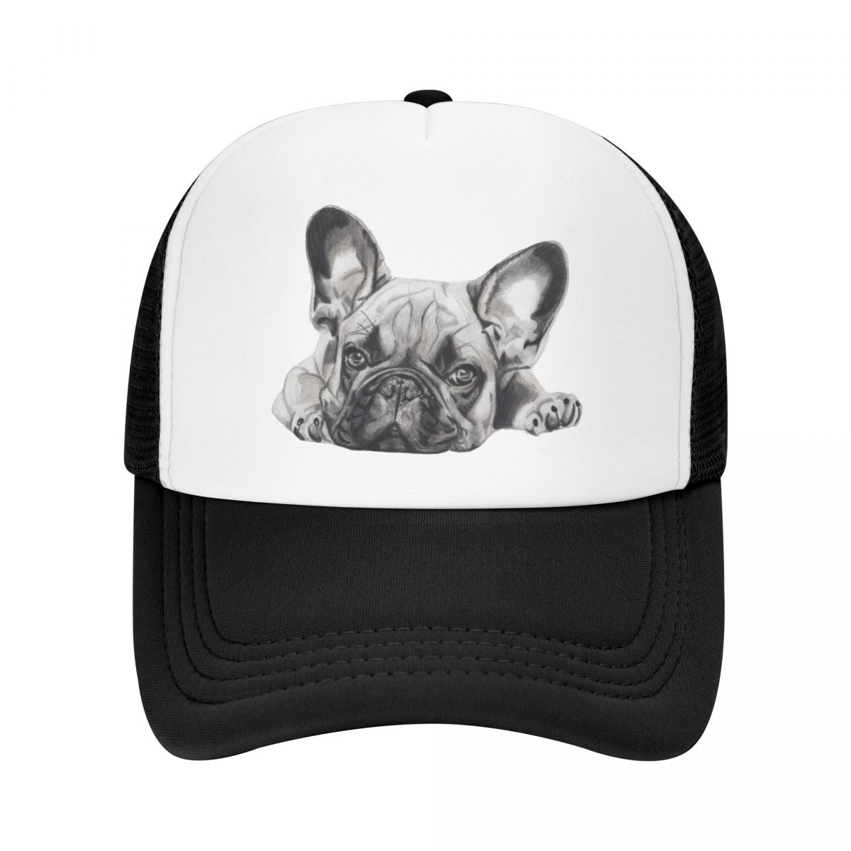 91460000MAC0FHAR19 Mode Unisex Franse Bulldog Frenchie Hond Trucker Hoed Volwassen Verstelbare Baseball Cap Unisex WoUnisex Zonwering Snapback Hoeden Trucker Hat