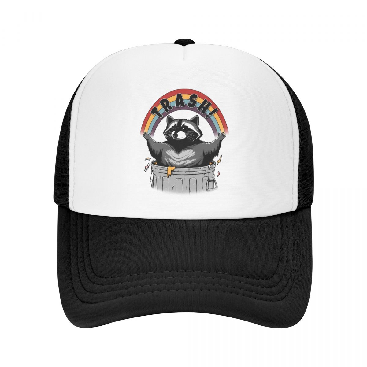 91460000MAC0FHAR19 Retro Live Fast Eat Trash Raccoon Baseball Cap Outdoor Unisex WoUnisex's Verstelbare Racoon Panda Trucker Hat Lente Snapback Caps Trucker Hat