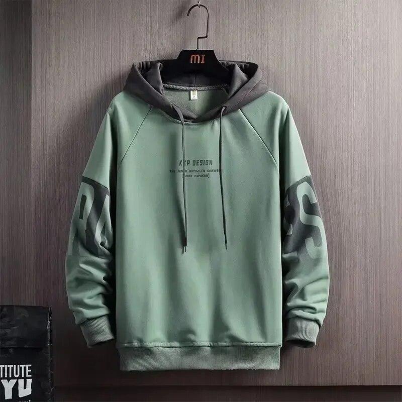 Bengxin Clothing Heren Lente en Herfst Capuchon Trui Losse Letter Bedrukte Casual Pullover Sweatshirt M beige