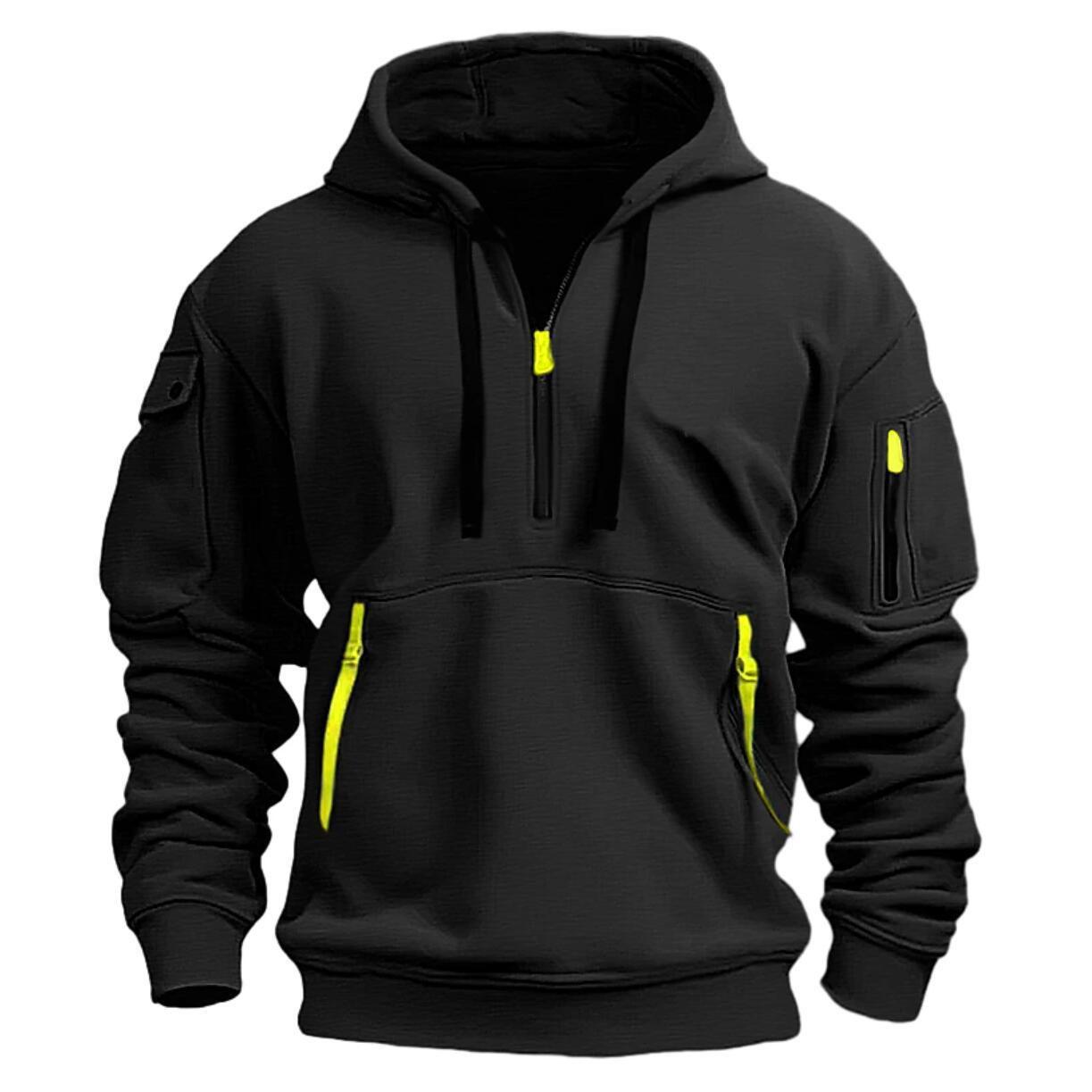 Bengxin Clothing Hoodie voor heren Hoodies met kwartrits Capuchon Effen zak Sport- en outdoor-streetwear Cool Casual Lente- en herfstkleding Hoodies Sweatshirts Herenjassen S kaki