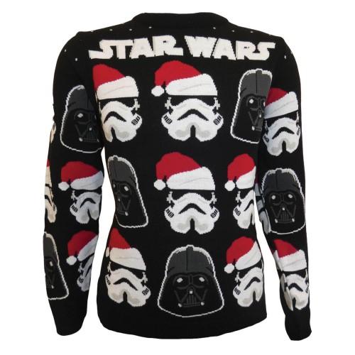 Star Wars Unisex volwassen Vader en Trooper gezicht gebreid kerstsweater XXL zwart/wit