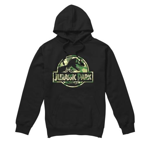 Jurassic Park Mens Camo Hoodie XL zwart